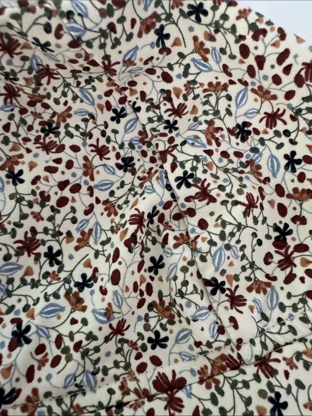 Floral Sun Scarf Hat - White with Rust & Blue Floral Print